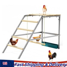 Chicken Perch for Coop Chicken Roosting Bars with Swing  Food Box for Backyard