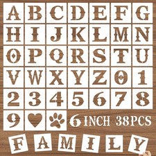 Letter Stencils and Numbers, 38 Pcs Alphabet DIY Craft Stencils, 6 Inch