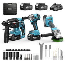 Electric Rotary Hammer Angle Grinder Brushless Impact Wrench Power Tool Combo Ki