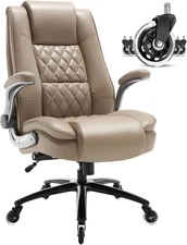 High Back Office Chair-Flip-Up Arms Executive Computer Desk Chair, Built-In Lumb
