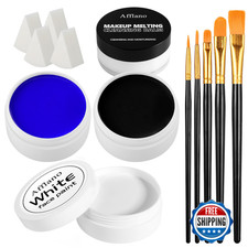 Face Paint Kit: 3x50g Black White Blue Oil-Based Grease SFX Makeup  Remover Bal