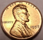 United States 1957-P Unc Lincoln Wheat Cent~Free Shipping