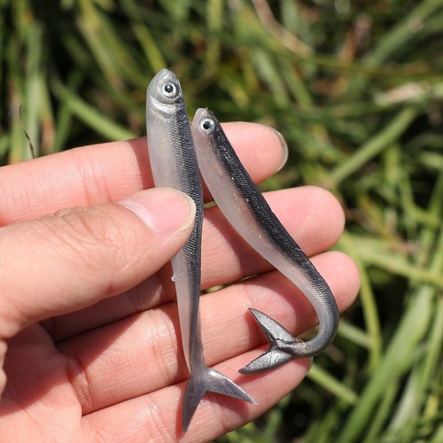 Argento Silicono Vermi di pesce Magghe da pesca Gamberetto morbido Testa di Jig - Foto 5 di 12