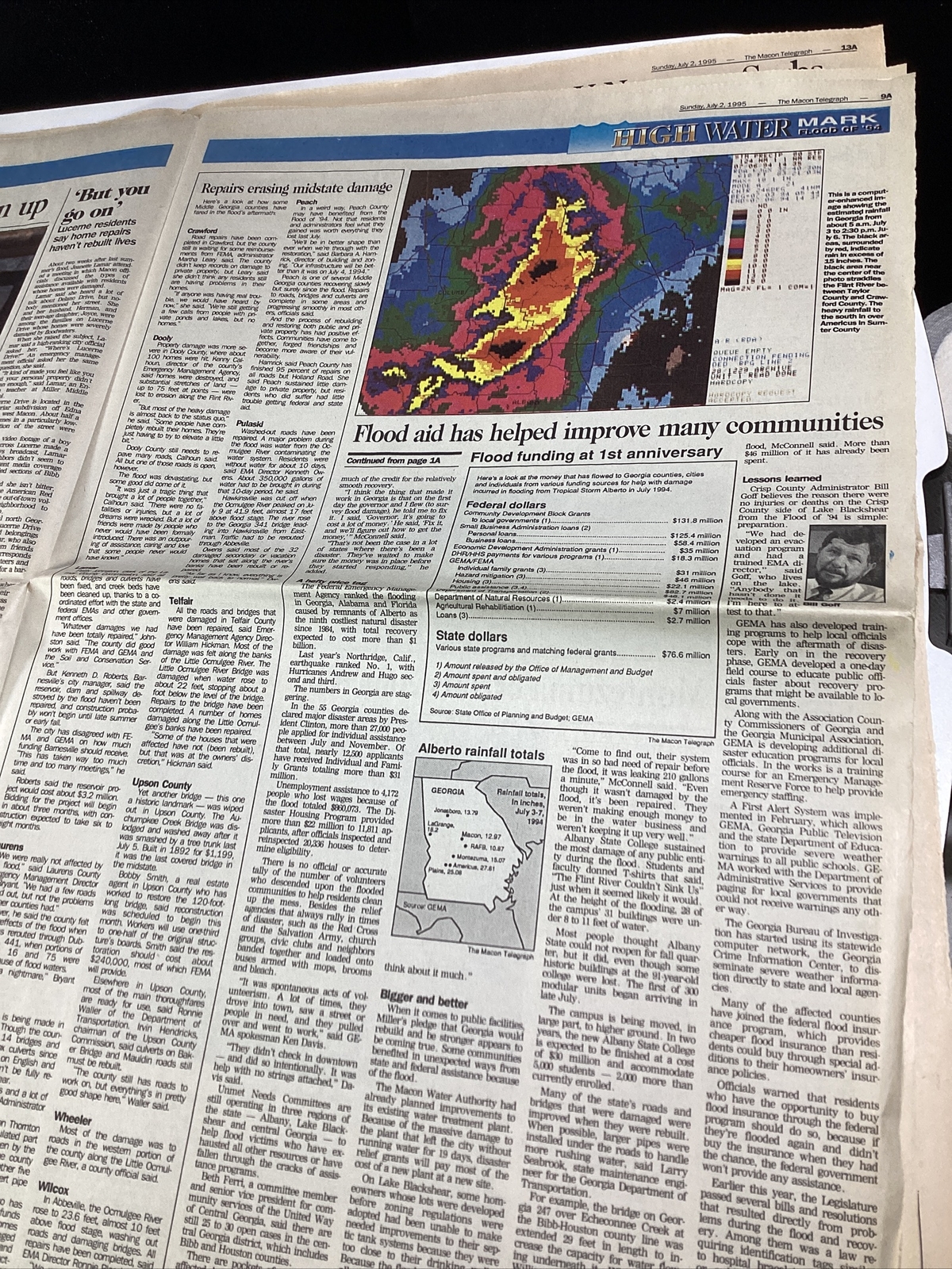 Macon Georgia Telegraph Newspaper July 2 1995 Flood Americus Montezuma 