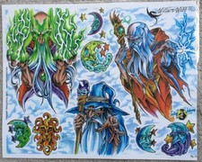 Tattoo Flash Single Sheet Print by William Webb Wizards Merlin Sorcery 11 X 14