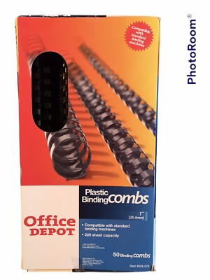 Office Depot Brand 1'' Binding Combs, 220 Sheet Capacity, Black, Pack Of 50 NIB