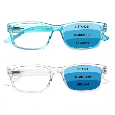 2 Pk Progressive Multifocal Reading Glasses Men Women Blue Light Blocking Reader