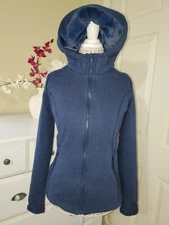 NWT $138 Active Life Womens Denim Blue Butter Pile Lined Hoodie Zip Jacket Sz.S