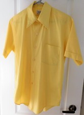 Men's Vintage 1970's Short Sleeve Dagger Collar Dress Shirt 15-15.5