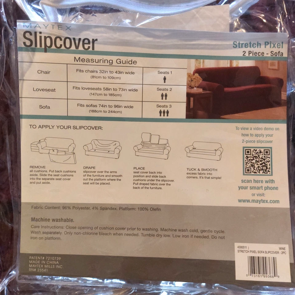 MAYTEX Pixel Stretch 2 Piezas SOFA Mueble Cubierta Slipcover VINO Nuevo Abierto Foto 3 de 4