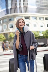 COMMON JOURNEY Brand 2-in-1 neck Travel Accessories PILLOW + BLANKET GREY