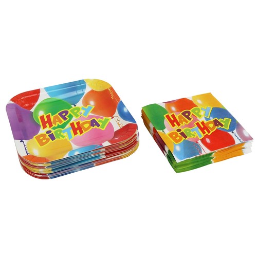 100-Piece Paper Dinner Party Pack, Happy Birthday, 40 Plates and 60 Napkins - Picture 6 of 7