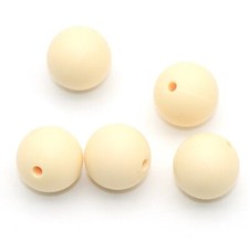 5 pc. Creamy Beige Silicone 15mm beads Food Grade silicone Solid color 1211910