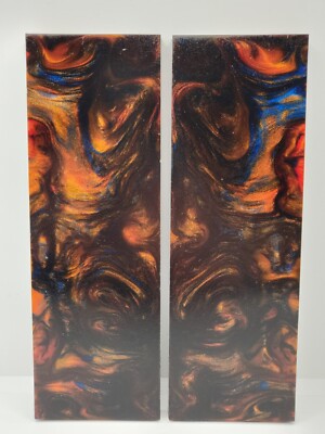 2 PCS COMPOSITE KNIFE HANDLE MATERIAL BLANK SCALES: ROYAL SPICE #5549