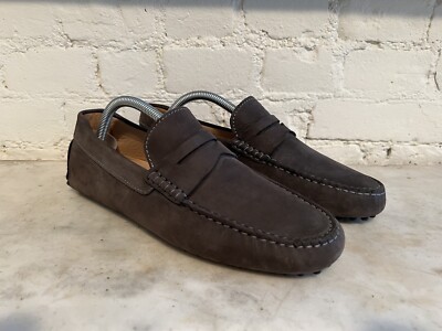 Jack Erwin Parker Driving Loafers in Slate Gray Nubuck/ Suede