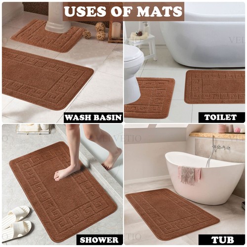 MEMORY LOOP BATH MAT SET PEDESTAL NON SLIP SUPER SOFT TOILET BATHROOM RUG 2PC - Picture 303 of 341