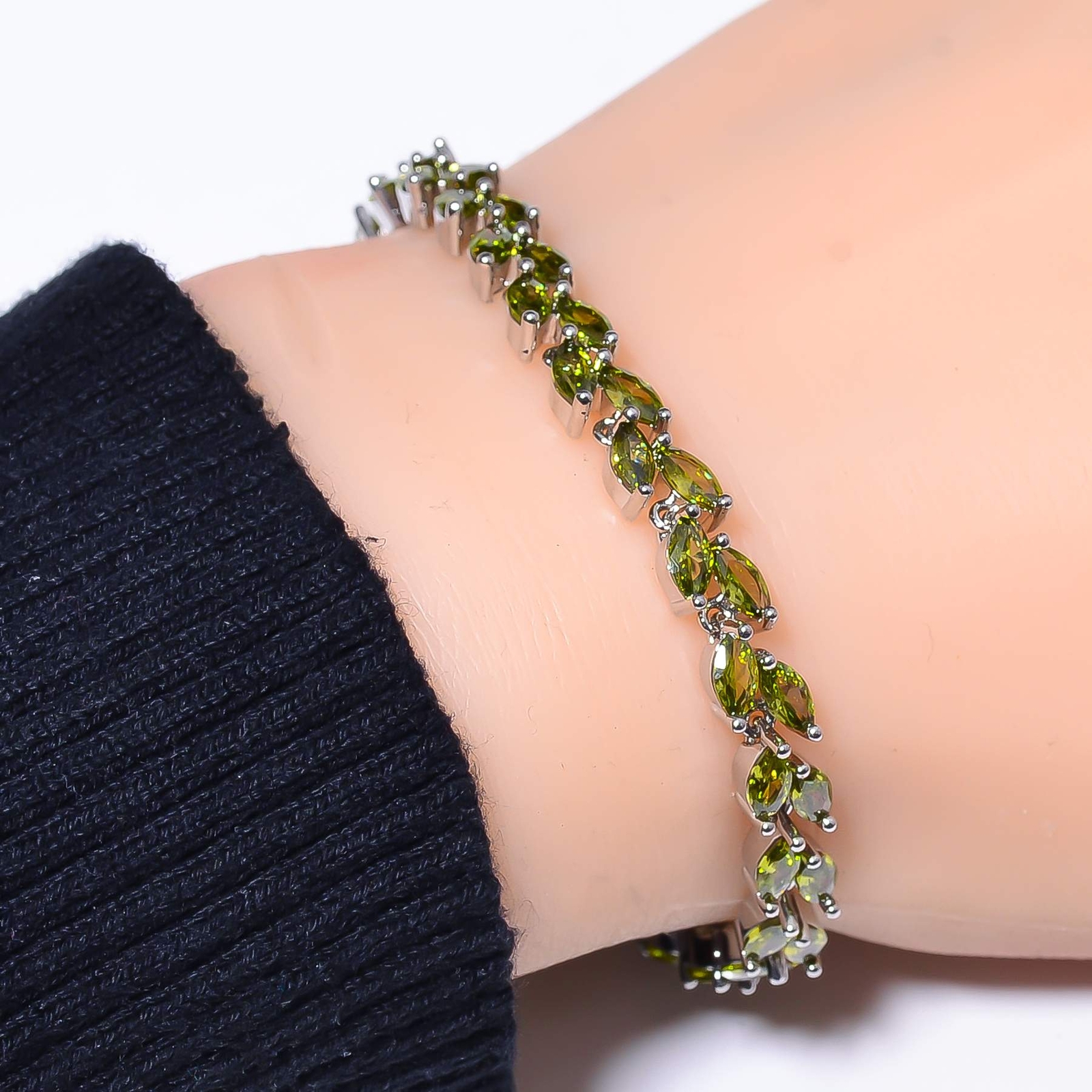 Green Tourmaline 925 Sterling Silver Tennis Bracelet 7.99