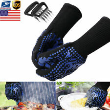 Silicone Oven Mitts Set 2 Black Gloves L 2 Meat Shredder 1 Thermometer 1Brush