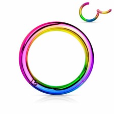 20G 18G 16G 14G Steel HINGED Segment Nose Ring Septum Clicker Daith Hoop