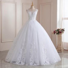 Elegant Wedding Dresses Sheer V neck Sleeveless Crystal Beading A Line Ball Gown