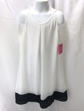 NWT Girls Sz 10 Amy Byer Dress Off White Black Hem Sleeveless Color Block Lined