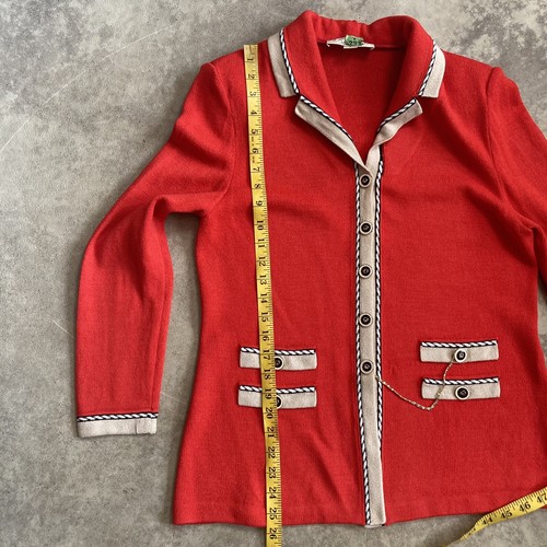 St John by Marie Gray Blazer Womens 6 Vintage Military Red Knit Jumper Jacket - 第 4/11 張圖片