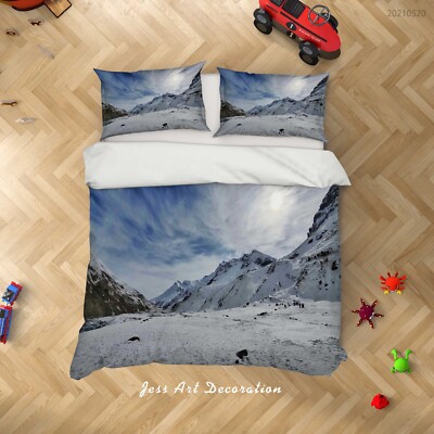 3D Schnee Berg Himmel Wolke Landschaft Quilt Cover Set Bettwäsche Sets Kissen...