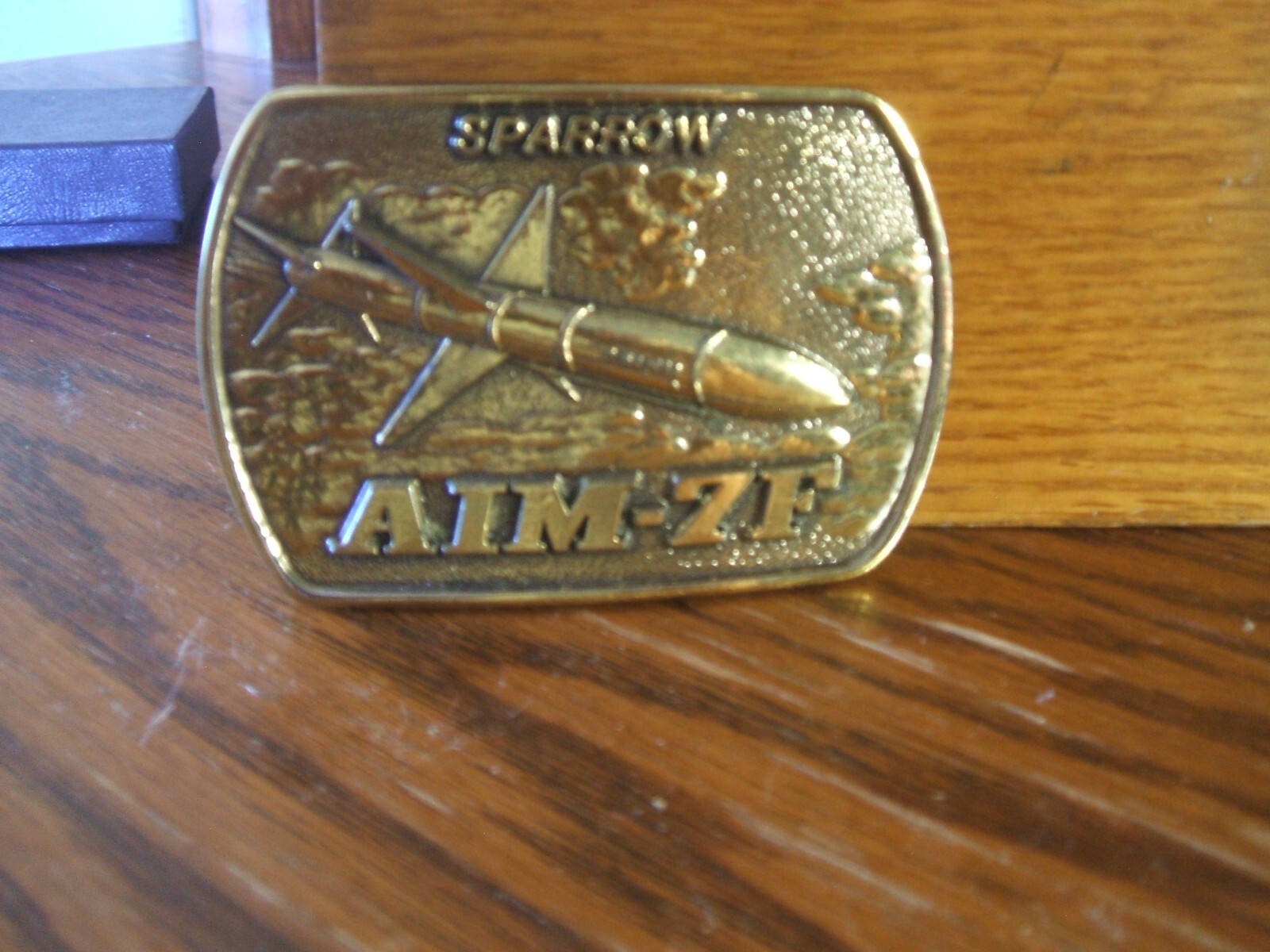 General Dynamics Sparrow Aim-7F Belt Buckle Brass 80s original owner