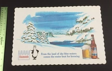1960's HAMM'S BEER Paper place mat bear bottle top can sign flat cone sign ale