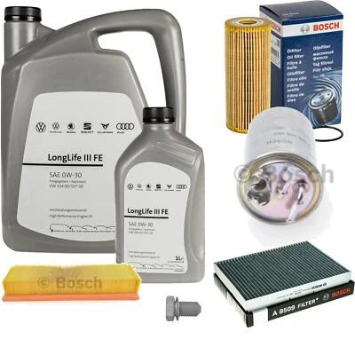 BOSCH Inspektionspaket 6 L VW Motoröl 0W-30 Longlife III FE für Caddy II Kasten - Bild 1 von 4