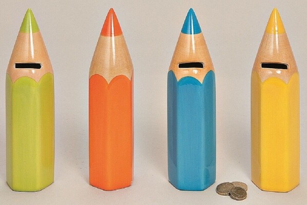 Spardose SparbüChse Bleistift Keramik Einschulung Sparschwein StüCkpreis-image