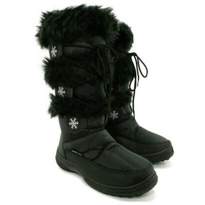 WOMENS GIRLS WIDE CALF WARM WINTER FUR SNOW SKI BOOTS FLEECED