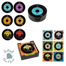 Good Times Collection Shudehill Glass Record Coasters Set of 6 in Square/Circle