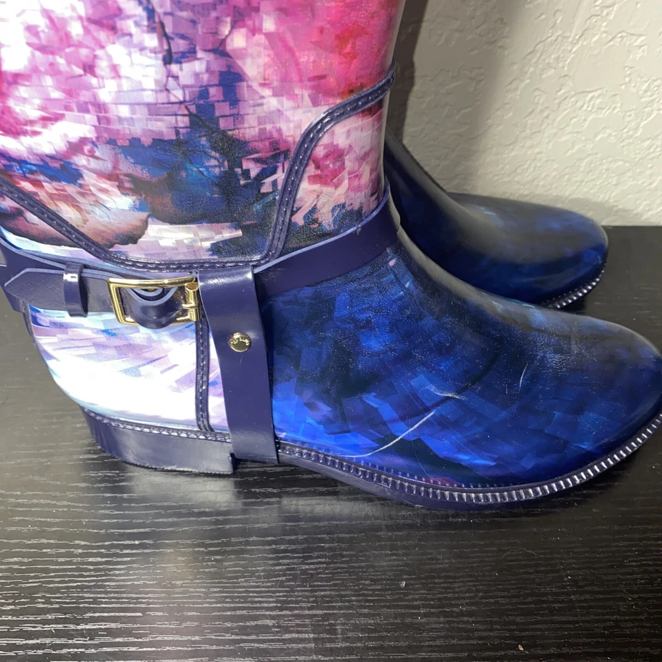 Botas de lluvia Ted Baker azules florales para mujer talla 10 Foto 4 de 4