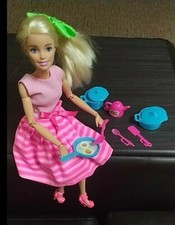 BARBIE ACCESSORIES table 2 chairs dishes dress food...