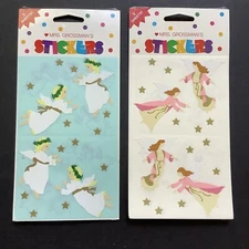 Vintage 90s Mrs. Grossman Lot of 4 Sticker Sheets Angels in Pink Giant XMAS
