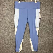 NEW $89 Active Life Women Leggings  Mesh Yoga Pants Bella Blue Cloud White XXL