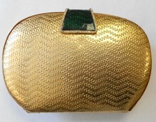 1950s ELFE Italy Gold Metal Zipper Design Enamel Latch Velvet Lined Clutch Purse