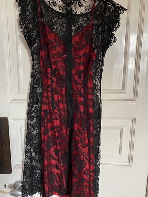 chinese dress ladies Red Valentino Dress Black Crepe with Lace Size L US 12 Italian 46 – Poppy's  Vintage Clothing main image 0