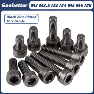 Socket Head Cap Screws Allen Bolts Black Nickel Plated Steel Grade 12.9 DIN 912