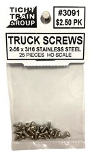 HO Scale Tichy Train Group 3091 2-56 x 3/16 Truck Mounting Screws pkg 25 
