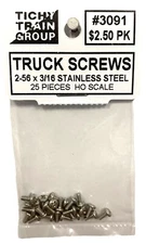 HO Scale Tichy Train Group 3091 2-56 x 3/16 Truck Mounting Screws pkg(25)