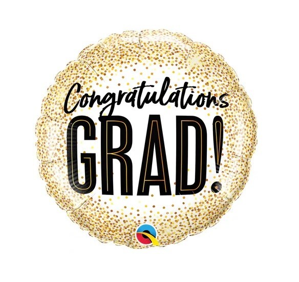 Congratulations Grad Graduation 18"" Qualatex Foil Party Graduate Balloon Helium