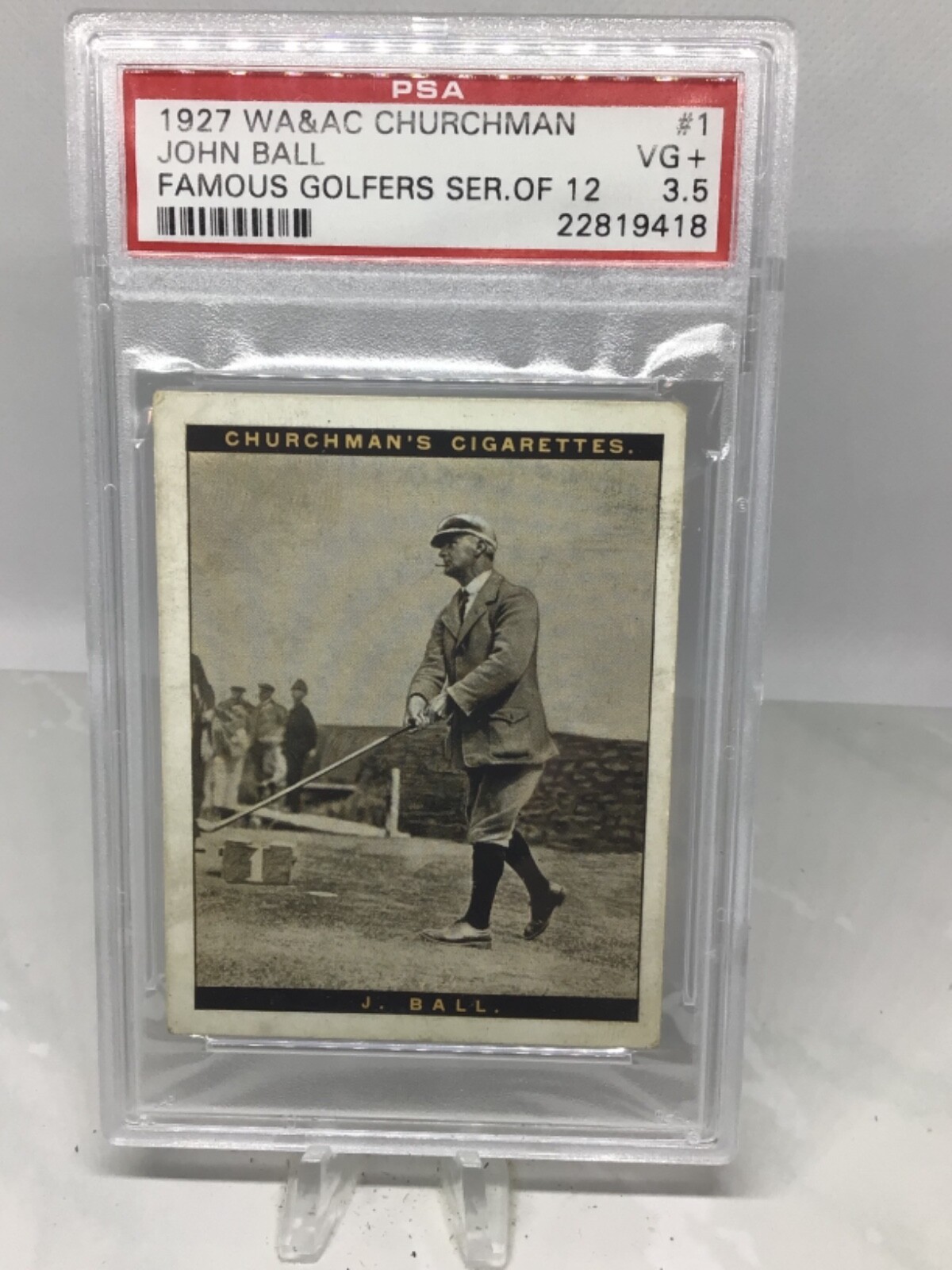 1927 W.A. & A.C. CHURCHMAN FAMOUS GOLFERS SER.OF 12 #1 John Ball front