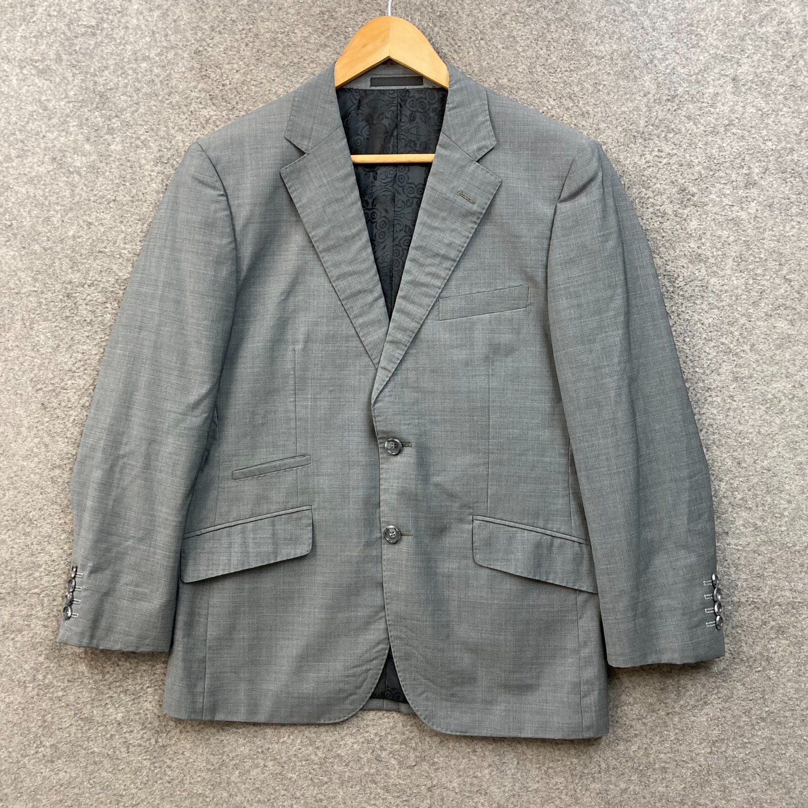 Men's Grey Wool Peter Jacket Suit Blazer Business Formal S Short A4203