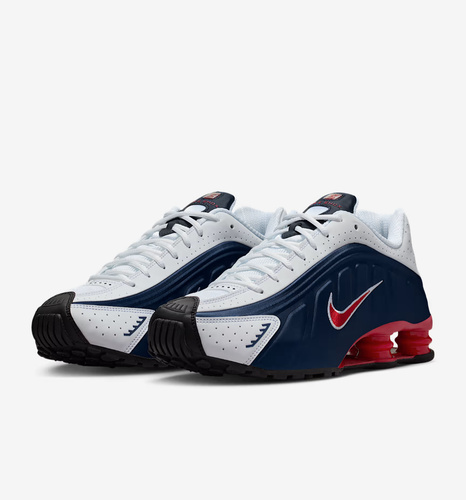NIKE Shox R4 HQ1988-400 Midnight Navy White Metallic Silver Gym Red - 第 1/9 張圖片