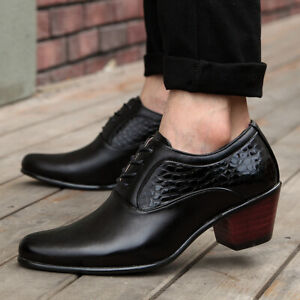 Fashion Mens casual dress formal High cuban Heel lace up oxford shoes British 