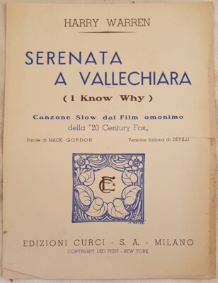Harry Warren Serenata A Vallechiara I Know Why Mack Gordon Deville 1944 Plan