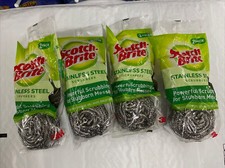 4x 2-Pack Scotch Brite Stainless Steel Scrubbing Pads For Pots Pans
