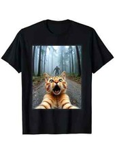 1pc Men'S Funny Cat Selfie Sasquatch Graphic Tee